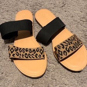 Stylish Leopard Print Sandals with Black Straps